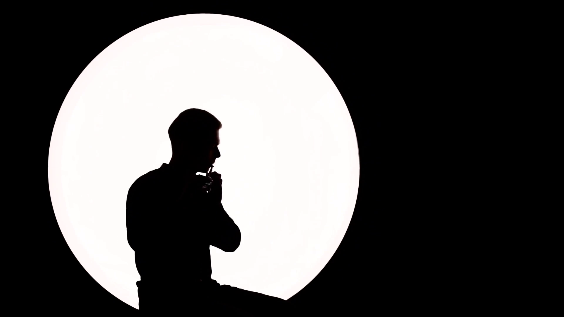 1920x1080 Silhouette Of A Guy Musician. A Young Man Plays The Flute While