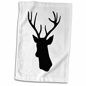 355x355 3d Rose Black Deer Head Silhouette On White. Modern