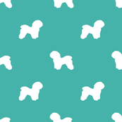 173x173 Bichon Frise Silhouette Dog Fabric Pattern Grey Fabric