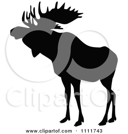 450x470 Clipart Vintage Black And White Moose Head