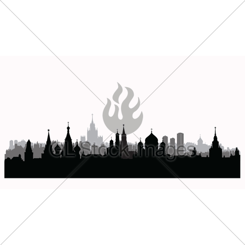 500x500 Moscow City Buildings Silhouette. Russian Urban Landscape Gl