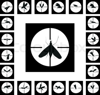 320x305 Mosquito Silhouette Isolated On White Background. Set Icon Stock