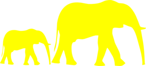 296x135 Mom And Baby Elephant Yellow Clip Art