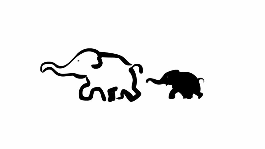 852x480 Silhouette Of The Black Elephant, Animation Stock Footage Video