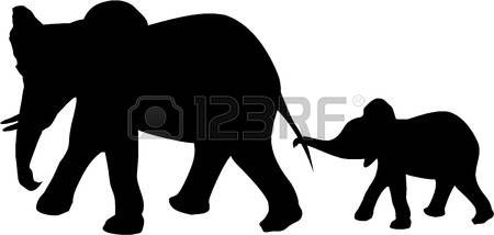450x214 Silhouette Safari Animals Elephant And Baby Elephants