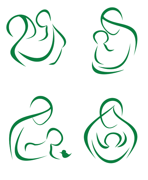 500x608 Mother And Baby Line Silhouette Vector Free Vector 4vector