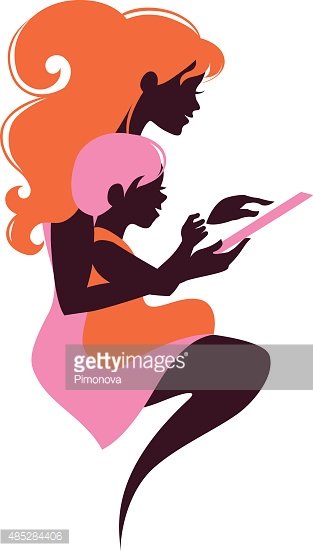 313x551 Beautiful Silhouette Of Mother And Baby Looking Card Of Stock