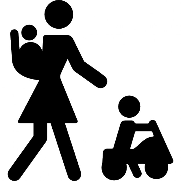 626x626 Mother With Baby On Her Back And Other Child On A Car Icons Free