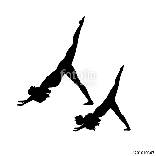 500x500 Mother And Daughter Doing Yoga Workout Silhouette Scene Stock