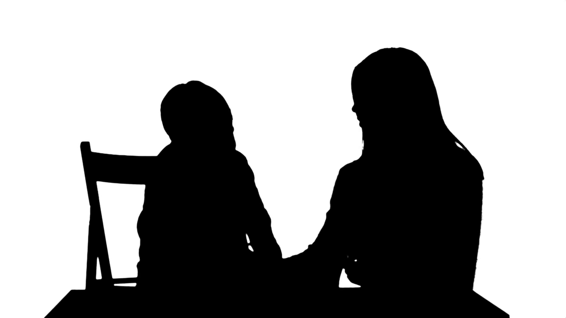 1920x1080 Silhouette Son With His Mother Drinking Tea Stock Video Footage
