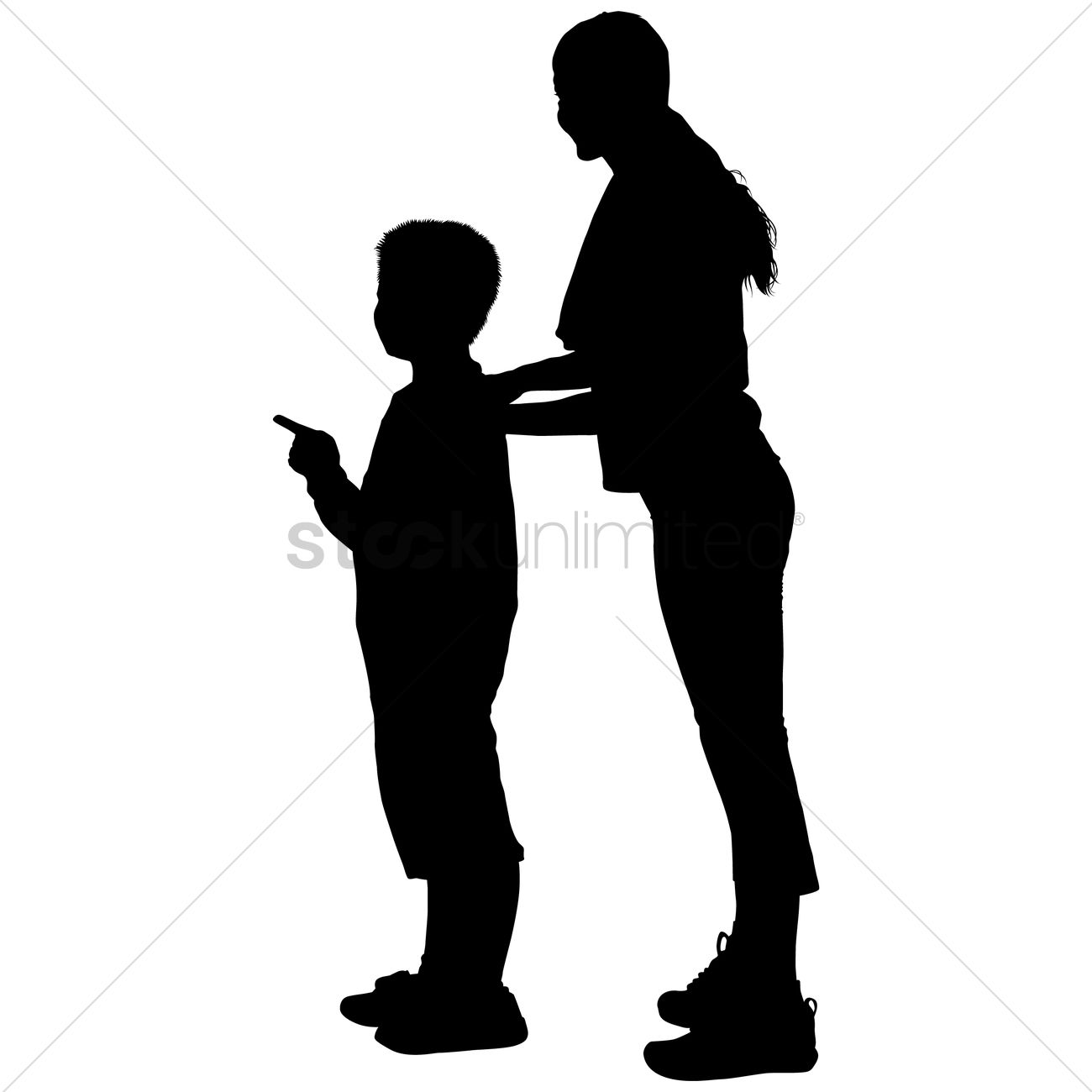 1300x1300 Silhouette Of Mother With Son Vector Image