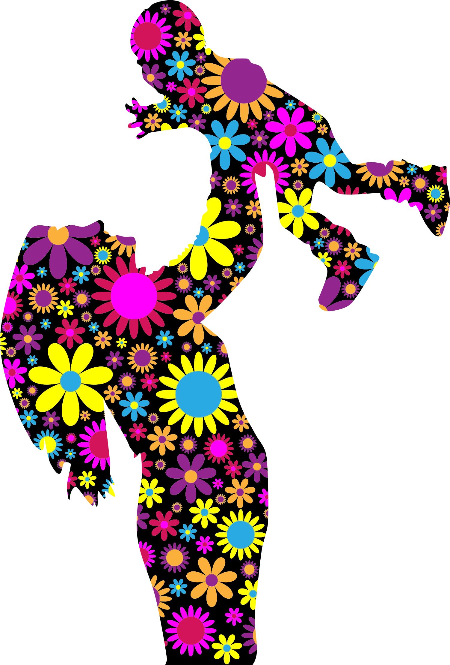 1502x2216 Floral Mother And Son Silhouette 2 Icons Png