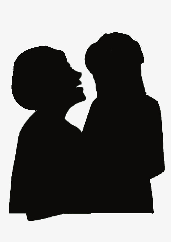 596x842 Black Silhouette Cartoon Mother Daughter, Black, Mother