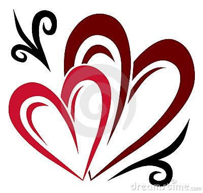 400x380 Love Word Art Two Hearts Tattoo Royalty Free Stock Photo