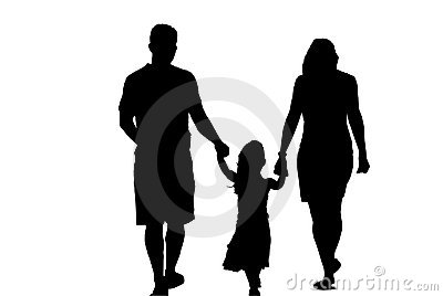 400x268 Mother, Father And Daughter Walking, Holding Hands In Silhouette