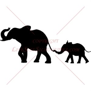 300x300 Mom And Baby Elephant Silhouette Clip Art