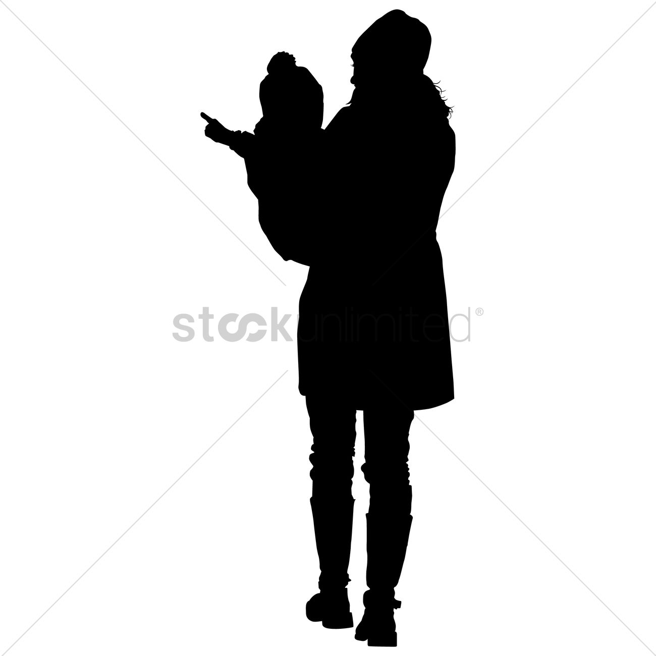 1300x1300 Silhouette Of A Mother And Son Vector Image
