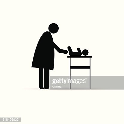 414x414 Mother Change Baby Vector Silhouette Premium Clipart