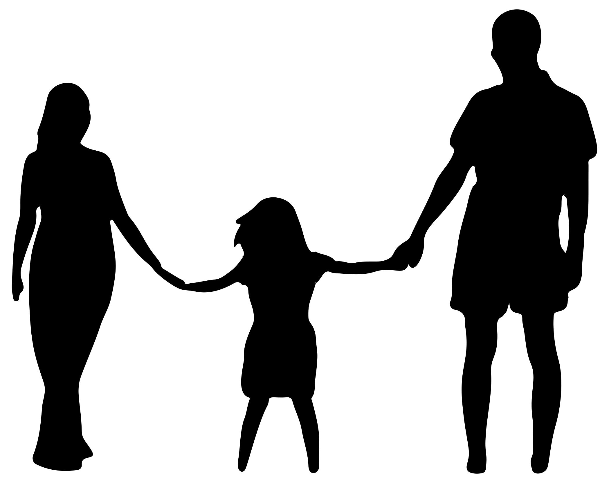 2098x1664 Mother Daughter Father Holding Hands Silhouette Clipart
