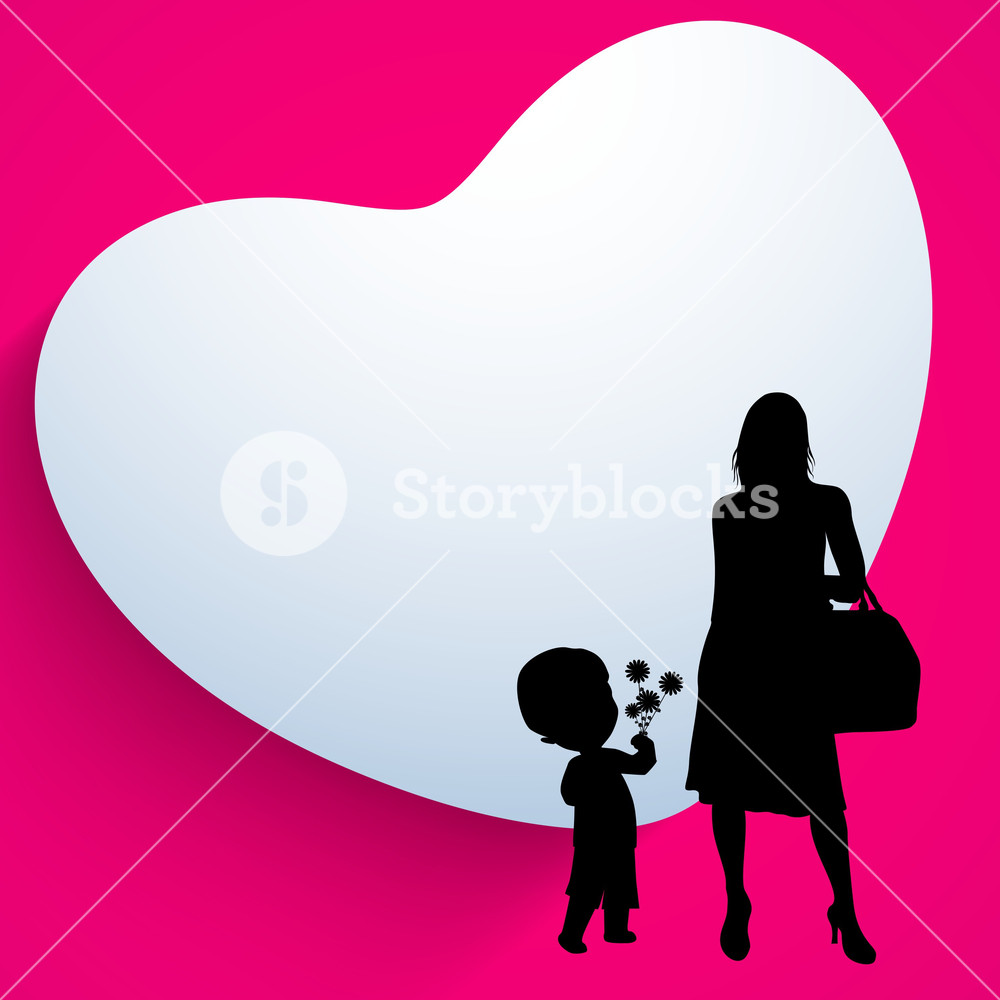 1000x1000 Happy Mothers Day Background With Silhouette Of A Mother And Her