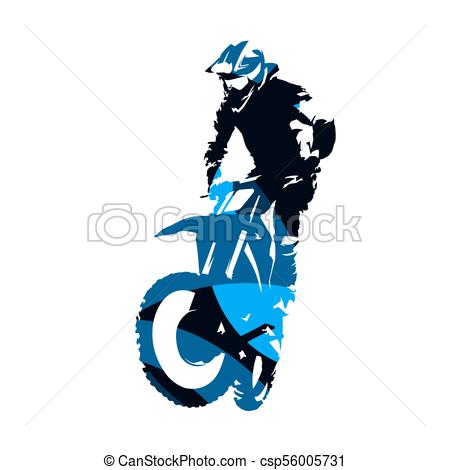 450x470 Motocross Racing, Abstract Blue Vector Silhouette Vectors