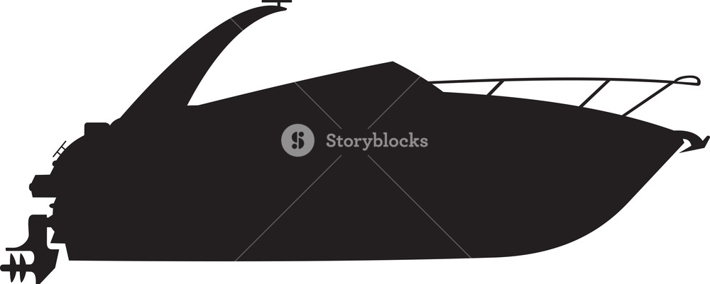 1000x401 Motor Boat Silhouette Royalty Free Stock Image