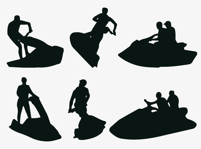 650x484 Vector Motorboat Sport Posture Black Silhouette, Motorboat, Sports