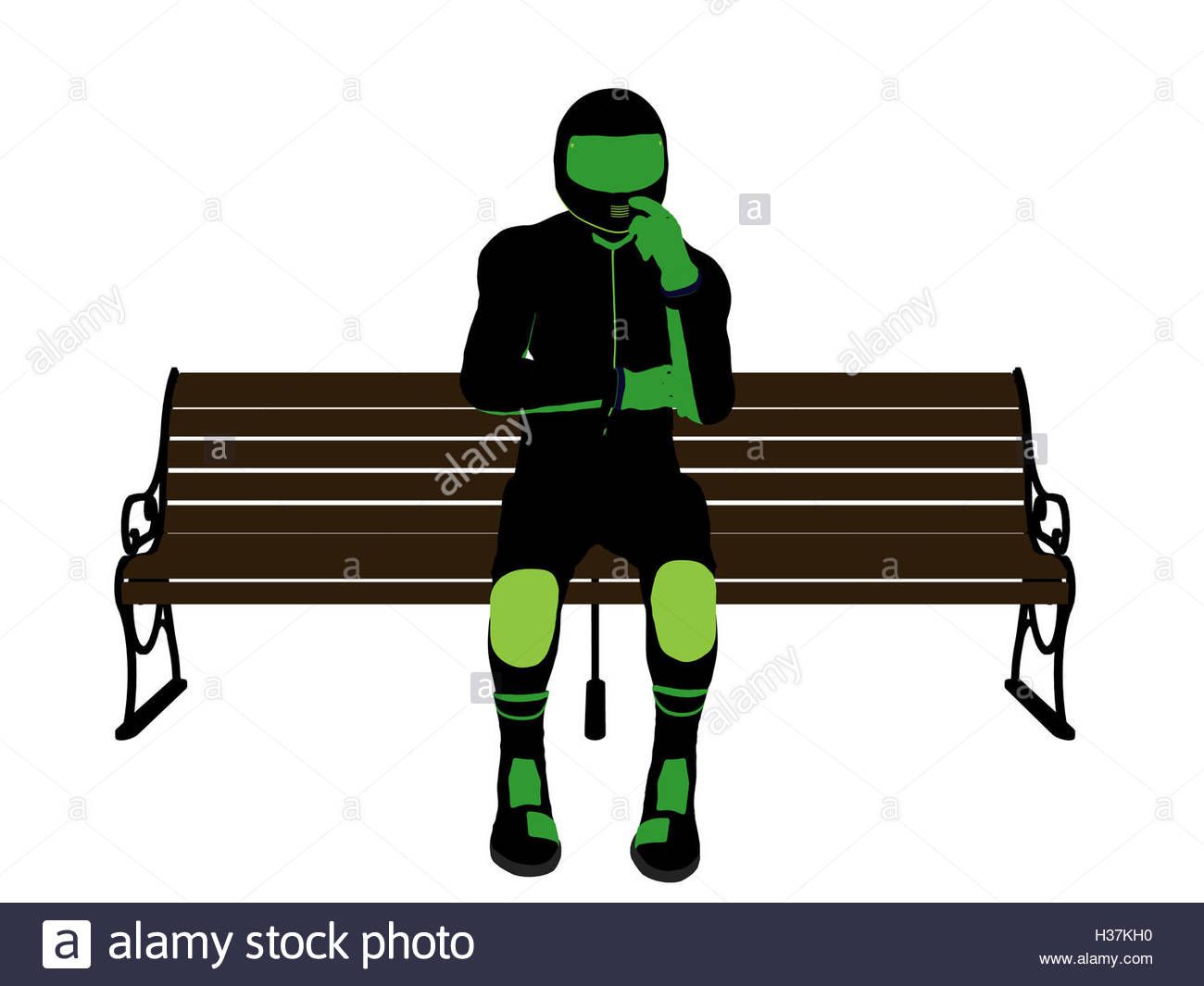 1300x1065 Male Motorcycle Rider Sitting On A Bench Silhouette Stock Photo