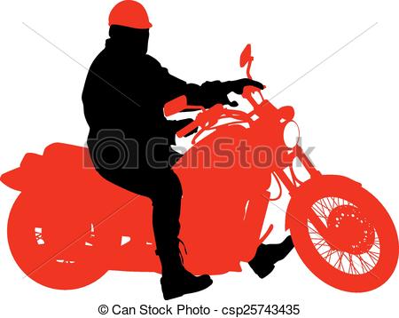 450x358 Black Silhouettes Motocross Rider On A Motorcycle. Vector