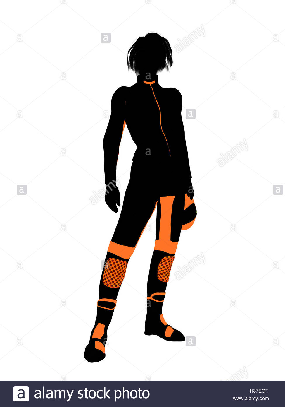 975x1390 Female Motorcycle Rider Art Illustration Silhouette Stock Photo