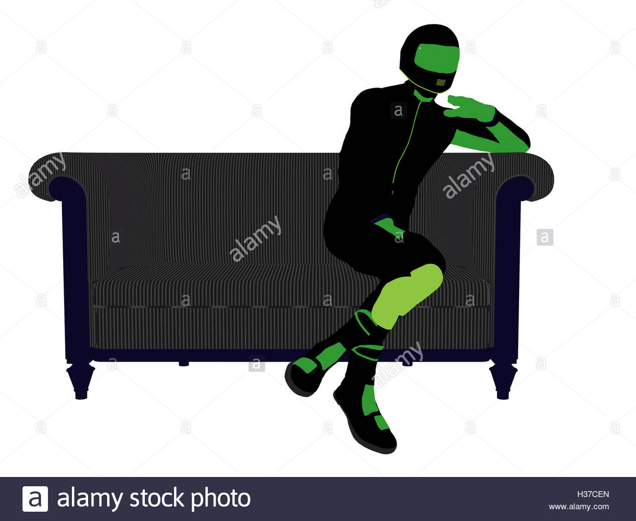 1300x1065 Male Motorcycle Rider Sitting On A Sofa Silhouette Stock Photo