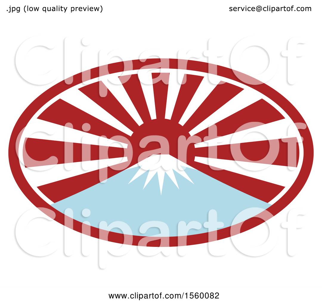 1080x1024 Clipart Of A Retro Mount Fuji With Snow And A Japanese Sunrise