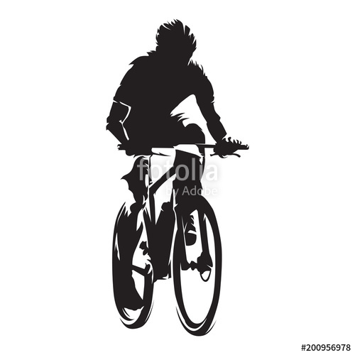 500x500 Mountain Biker, Cycling, Isolated Vector Silhouette Stock Image