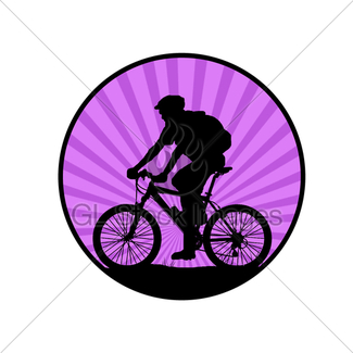 325x325 Silhouette Mountain Biker Gl Stock Images