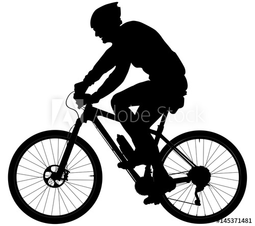 500x442 Old Man Cyclists On Sports Mountainbike Black Silhouette