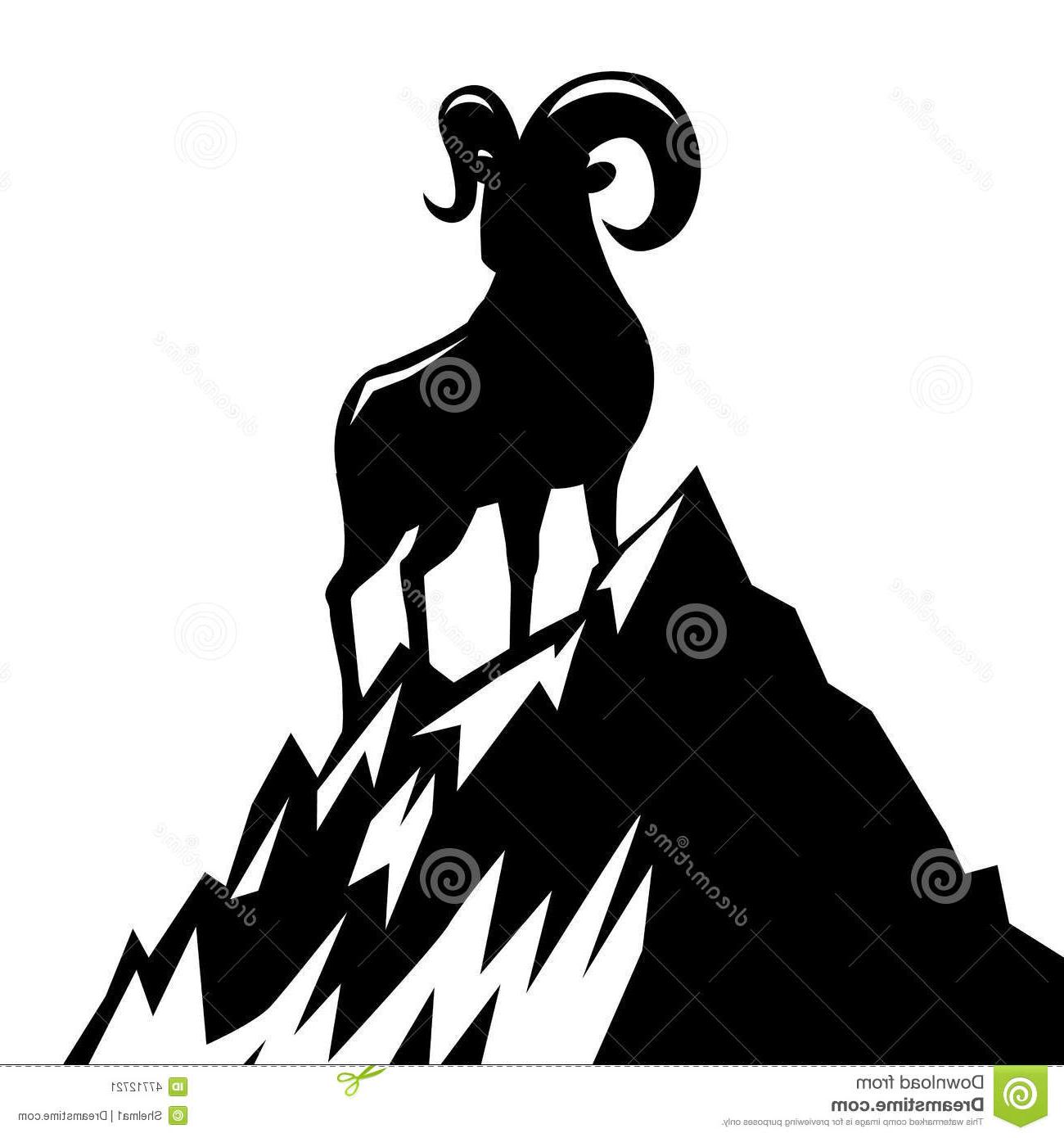 1300x1390 Best Free Goat Standing Mountain Silhouette Chinese New Year