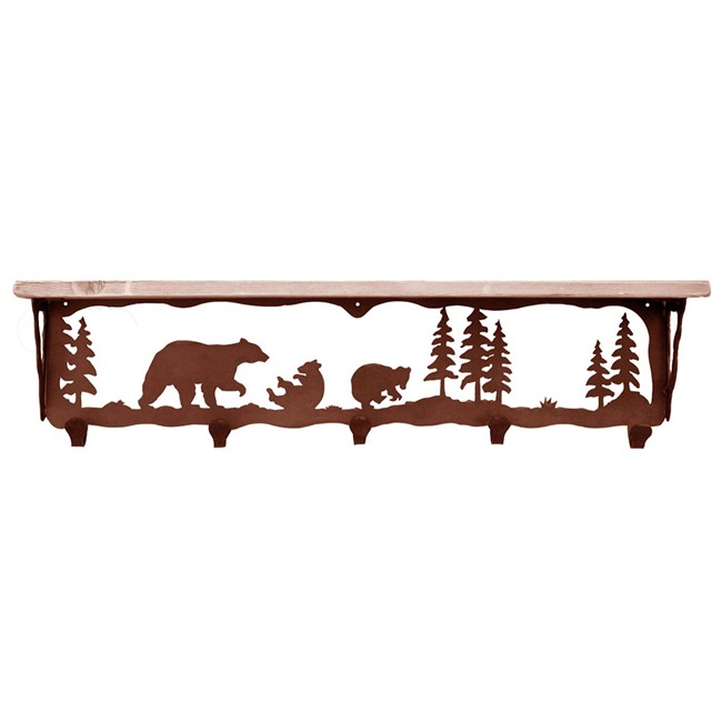 650x650 Rustic Mountain Scene 5 Hook Coat Rack