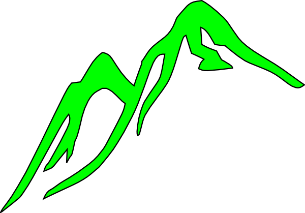 600x419 Mountain Outline Green Clip Art
