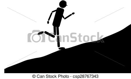 450x271 Vector, Silhouette Of Man Running Up Mountain Eps Vector