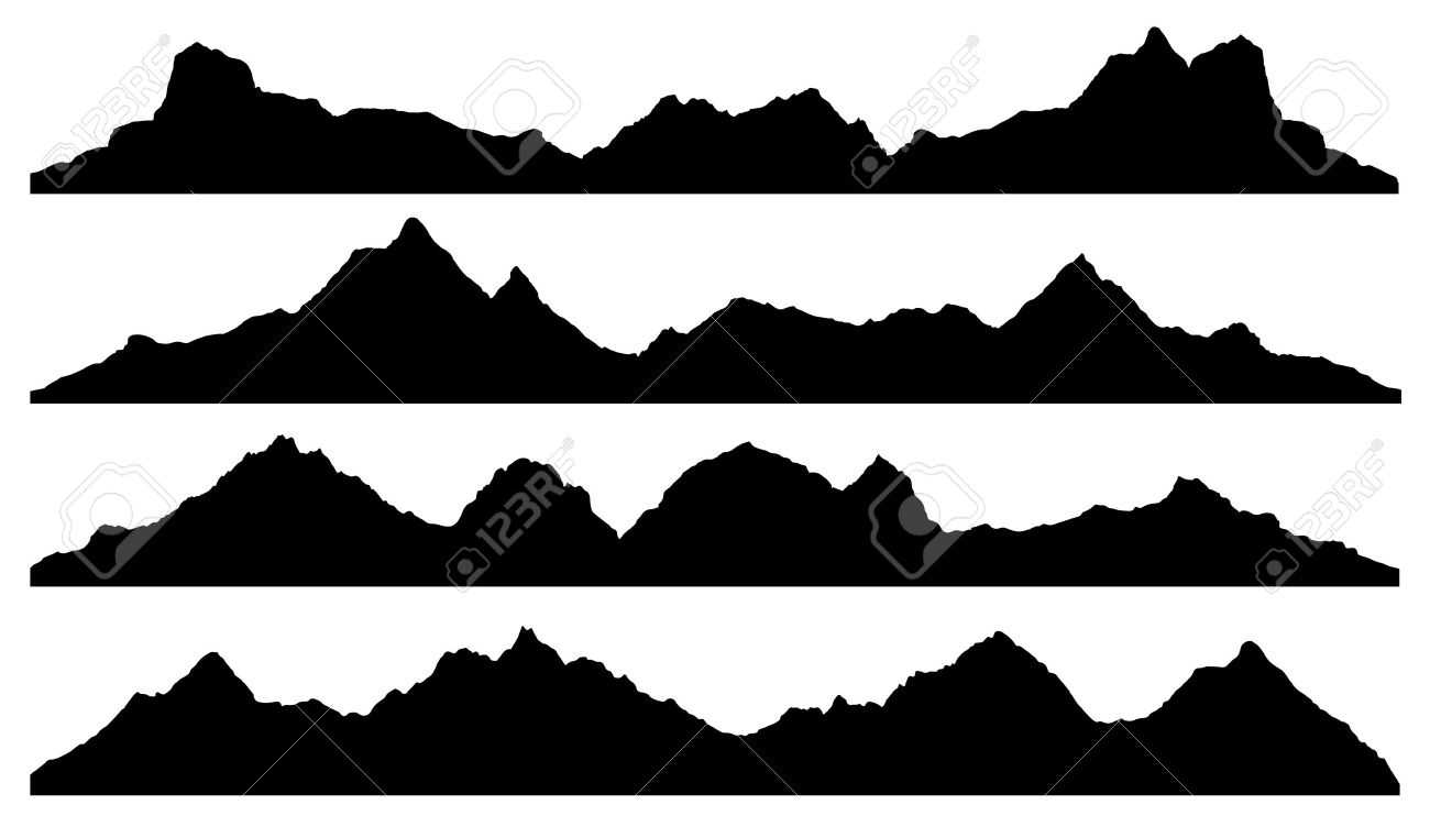 1300x742 Mountain Silhouette, Mountain Silhouettes On The White Background