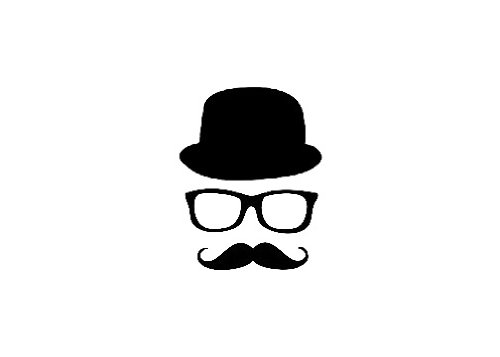 500x357 2 Inches Black Silhouette Of Hat Glasses Mustache