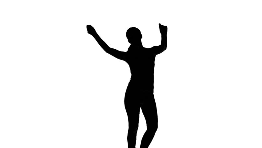 852x480 Silhouette Of Woman Moving Arms The Air On White Background