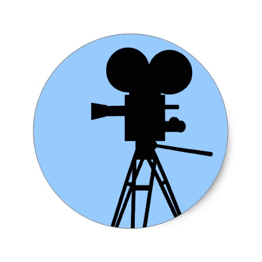 540x540 Retro Movie Camera Silhouette Stickers