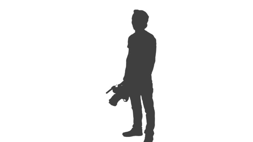 852x480 Silhouette Of Cameraman Walking With Camera And Shooting A Film