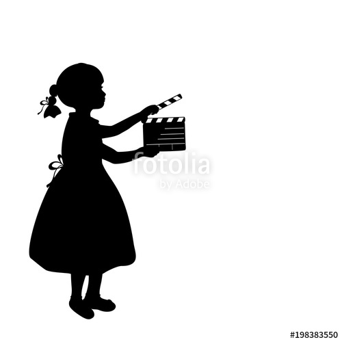 500x500 Silhouette Girl Makes Movies Film Camera. Stock Image And Royalty
