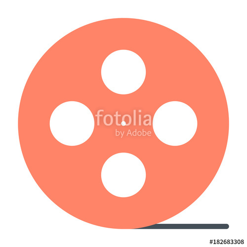 500x500 Film Reel Silhouette Icon. Cinema Production Symbol. Vector