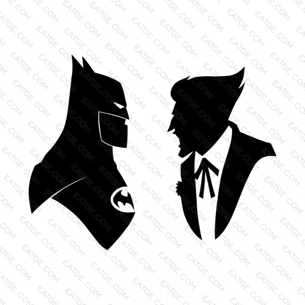 1000x1000 Batman Vs Joker Silhouette White Canvas