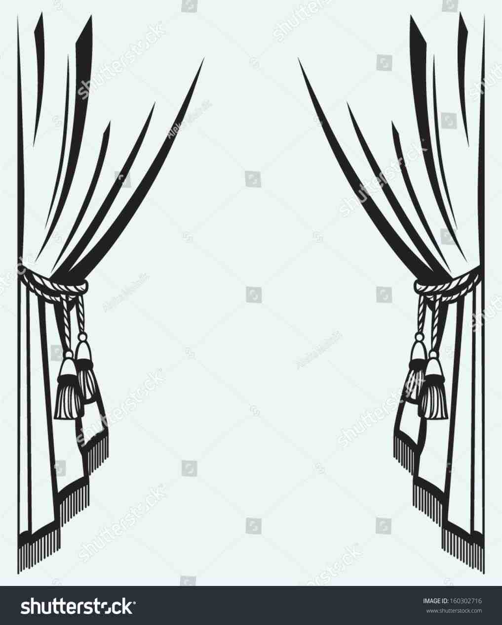 1017x1264 Isolated Stage Curtain Silhouette On Blue Background Stock Vector