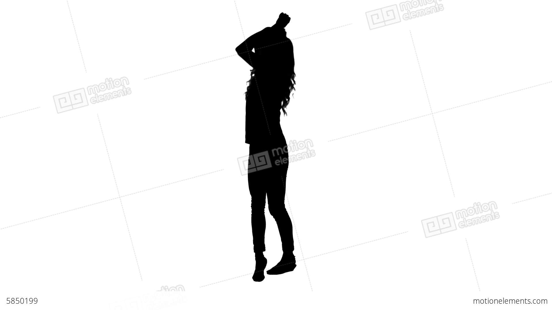 1920x1080 Silhouette Of Woman Dancing And Moving Stock Video Footage 5850199