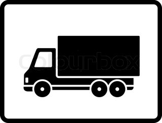 320x243 Button With Black Isolated Shipping Truck Silhouette Stock